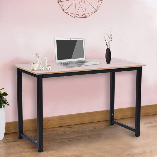 HOMCOM Modern Oak Black Computer Desk - Adjustable Feet, Metal Frame - ALL4U RETAILER LTD