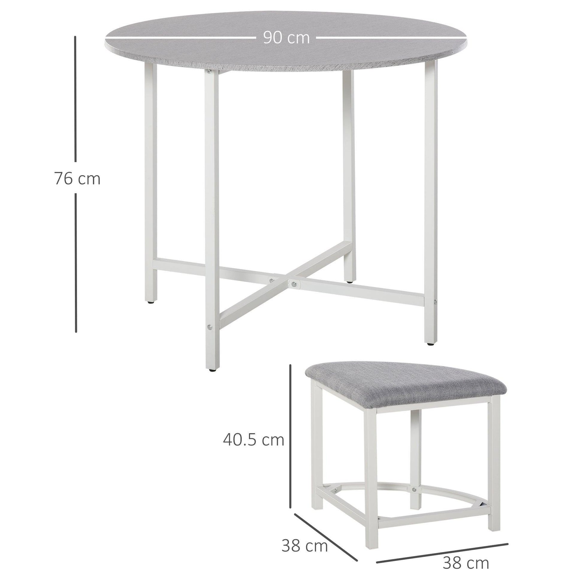 HOMCOM Modern Round Dining Set with 4 Stools - ALL4U RETAILER LTD