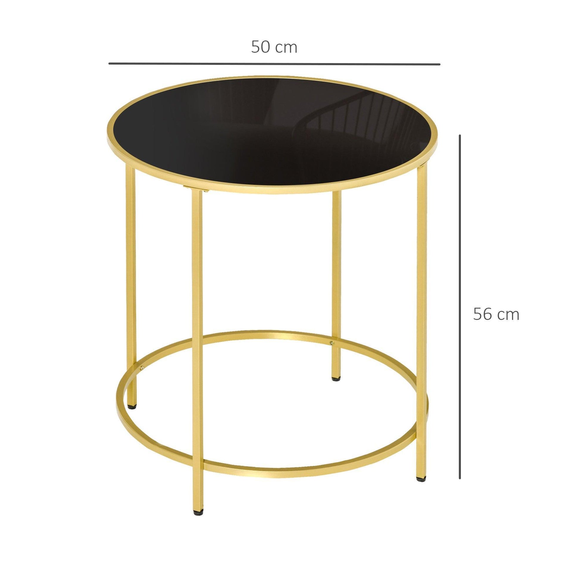 HOMCOM Modern Round Side Table with Gold Base - Sleek & Elegant - ALL4U RETAILER LTD