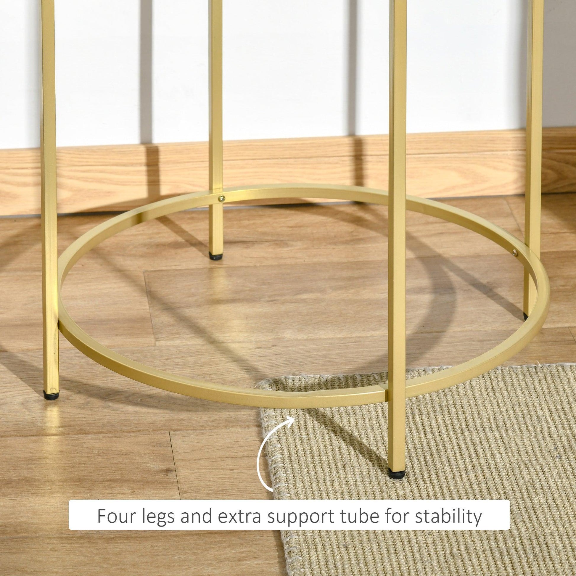 HOMCOM Modern Round Side Table with Gold Base - Sleek & Elegant - ALL4U RETAILER LTD