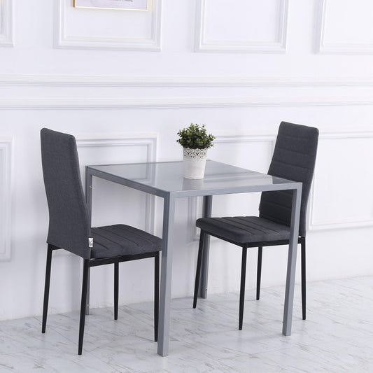 HOMCOM Modern Square Dining Table - Seats 4 with Glass Top - ALL4U RETAILER LTD