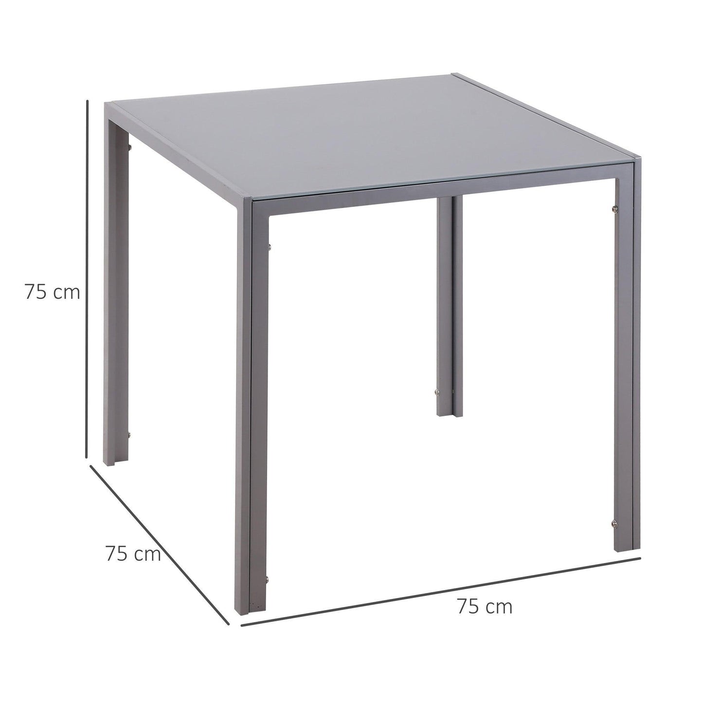 HOMCOM Modern Square Dining Table - Seats 4 with Glass Top - ALL4U RETAILER LTD