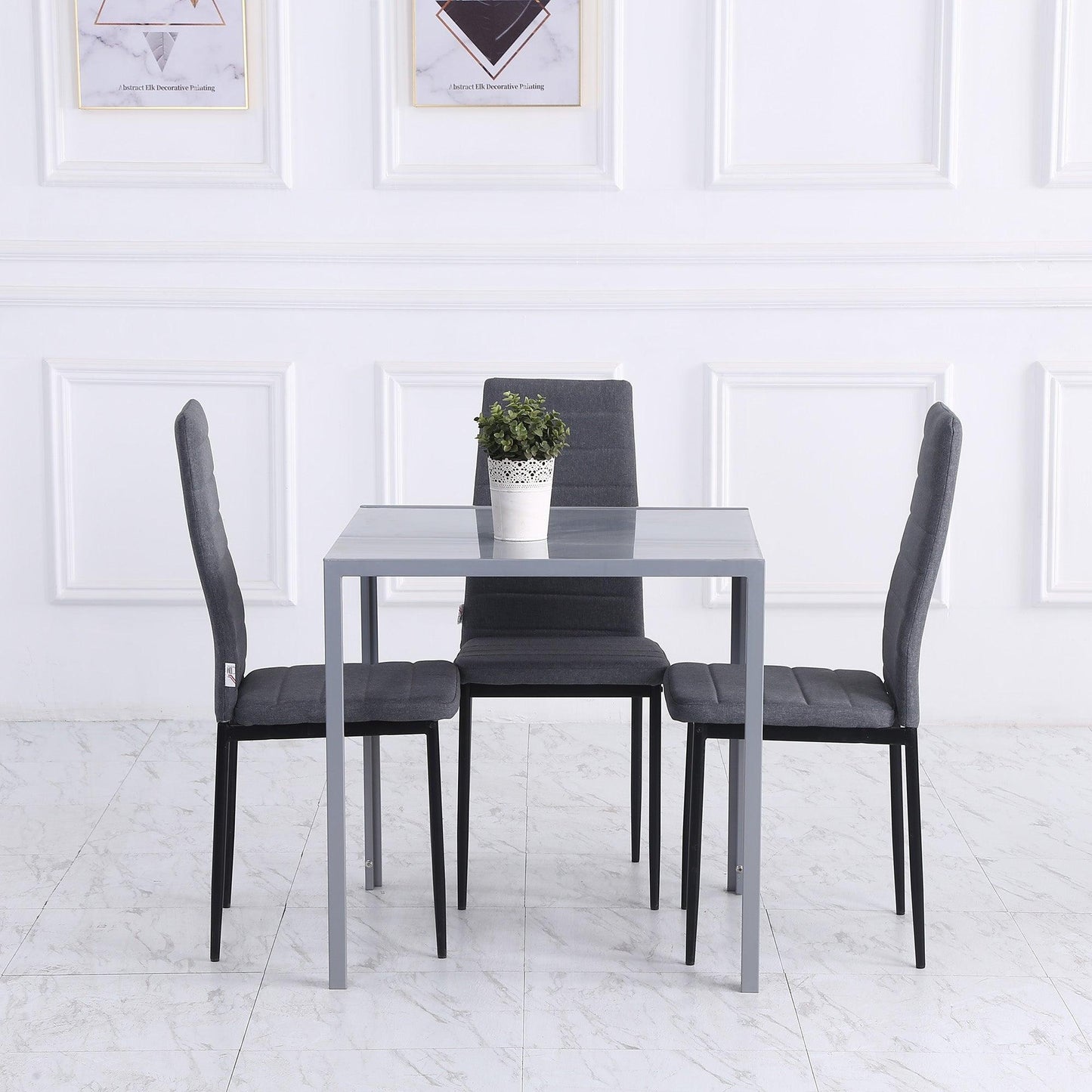 HOMCOM Modern Square Dining Table - Seats 4 with Glass Top - ALL4U RETAILER LTD