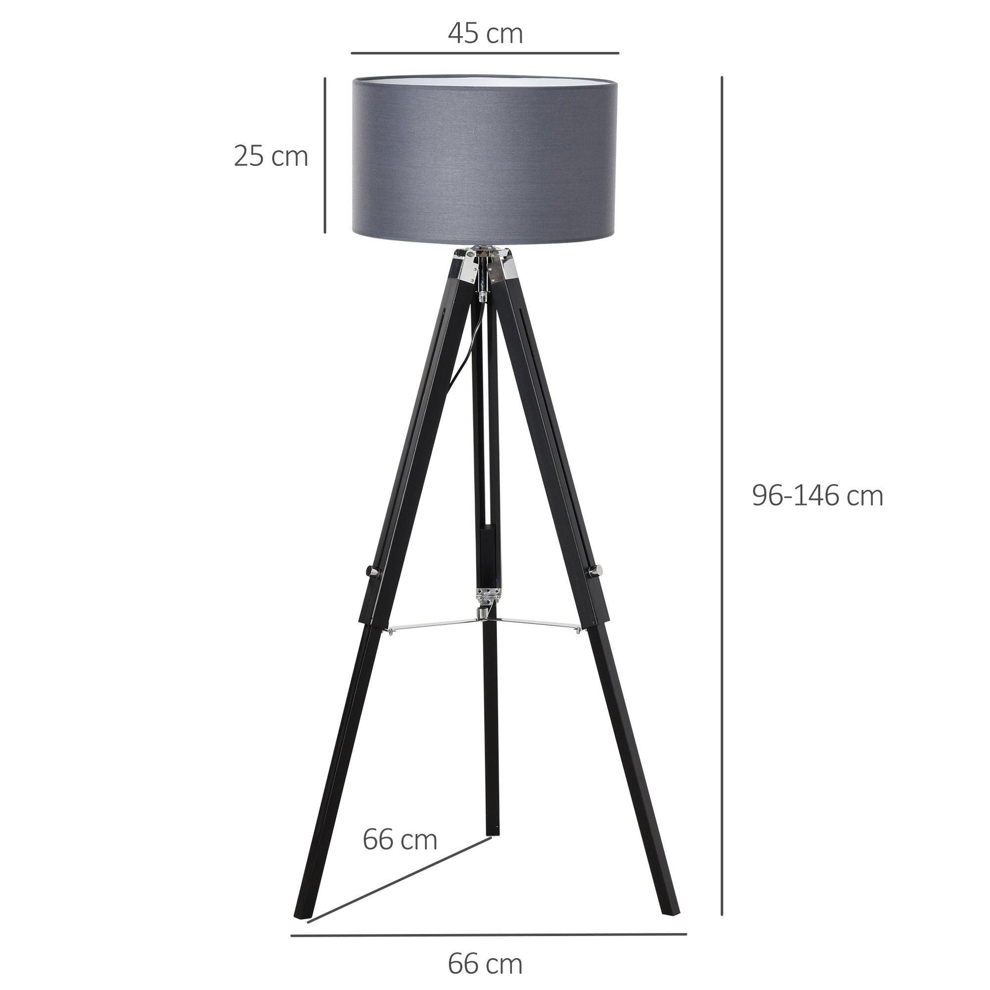 HOMCOM Modern Standing Lamp, Grey & Black, Fabric Shade - ALL4U RETAILER LTD