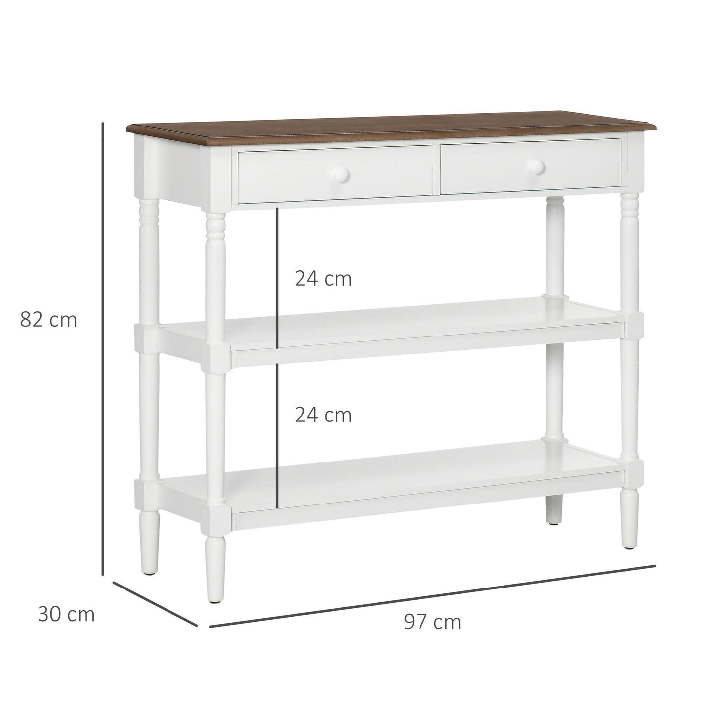 HOMCOM Modern Storage Console Table in White - ALL4U RETAILER LTD