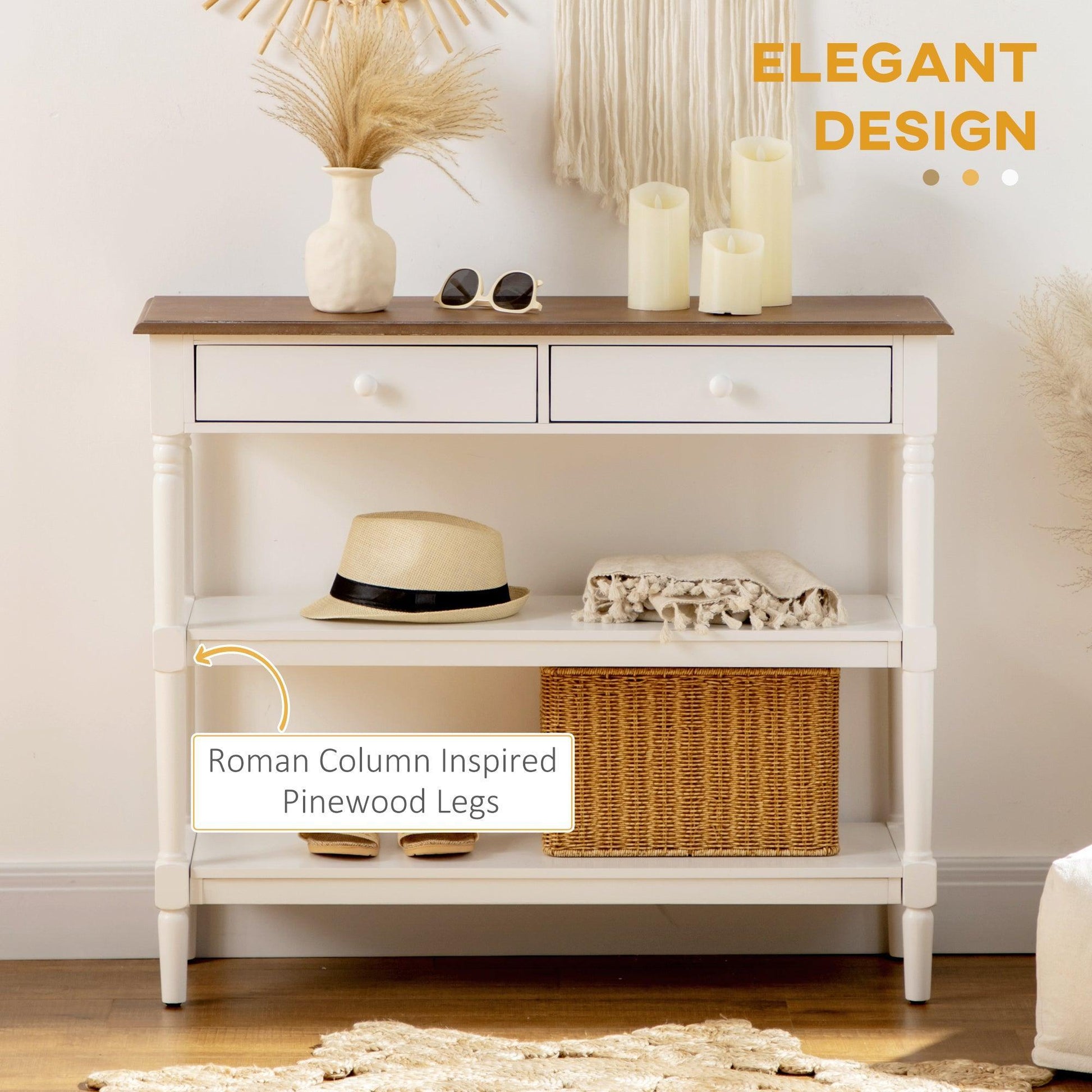 HOMCOM Modern Storage Console Table in White - ALL4U RETAILER LTD