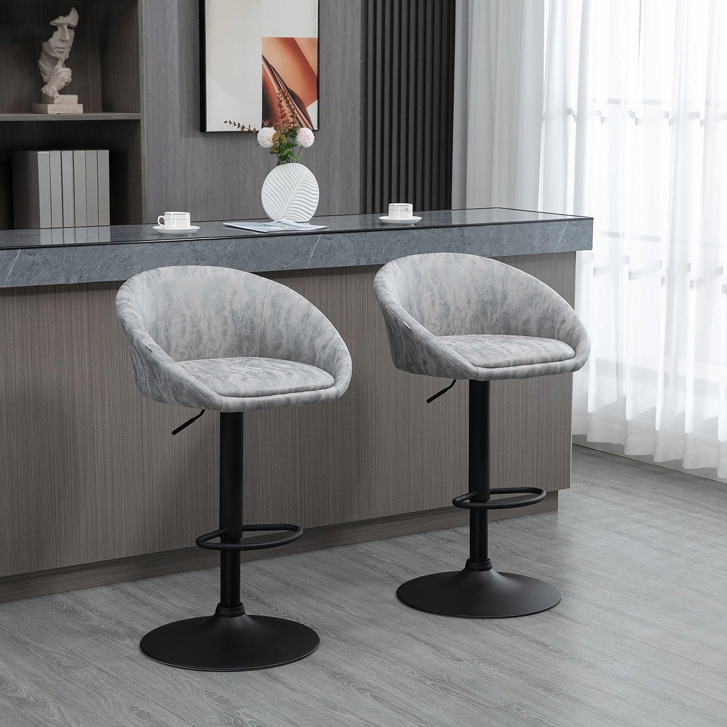 HOMCOM Modern Swivel Bar Stools, Set of 2 - ALL4U RETAILER LTD