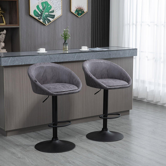 HOMCOM Modern Swivel Bar Stools with Leatherette, Set of 2 - ALL4U RETAILER LTD