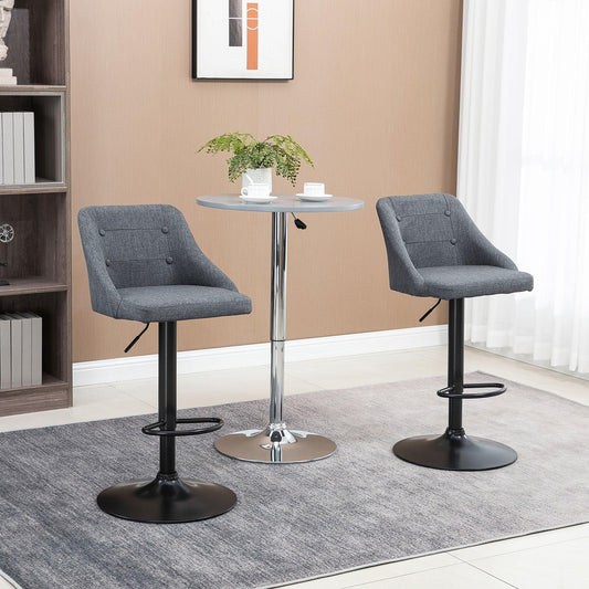 HOMCOM Modern Swivel Fabric Barstools - Set of 2 - ALL4U RETAILER LTD