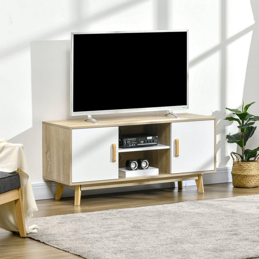 HOMCOM Modern TV Stand with Storage for 55 TVs - Natural - ALL4U RETAILER LTD