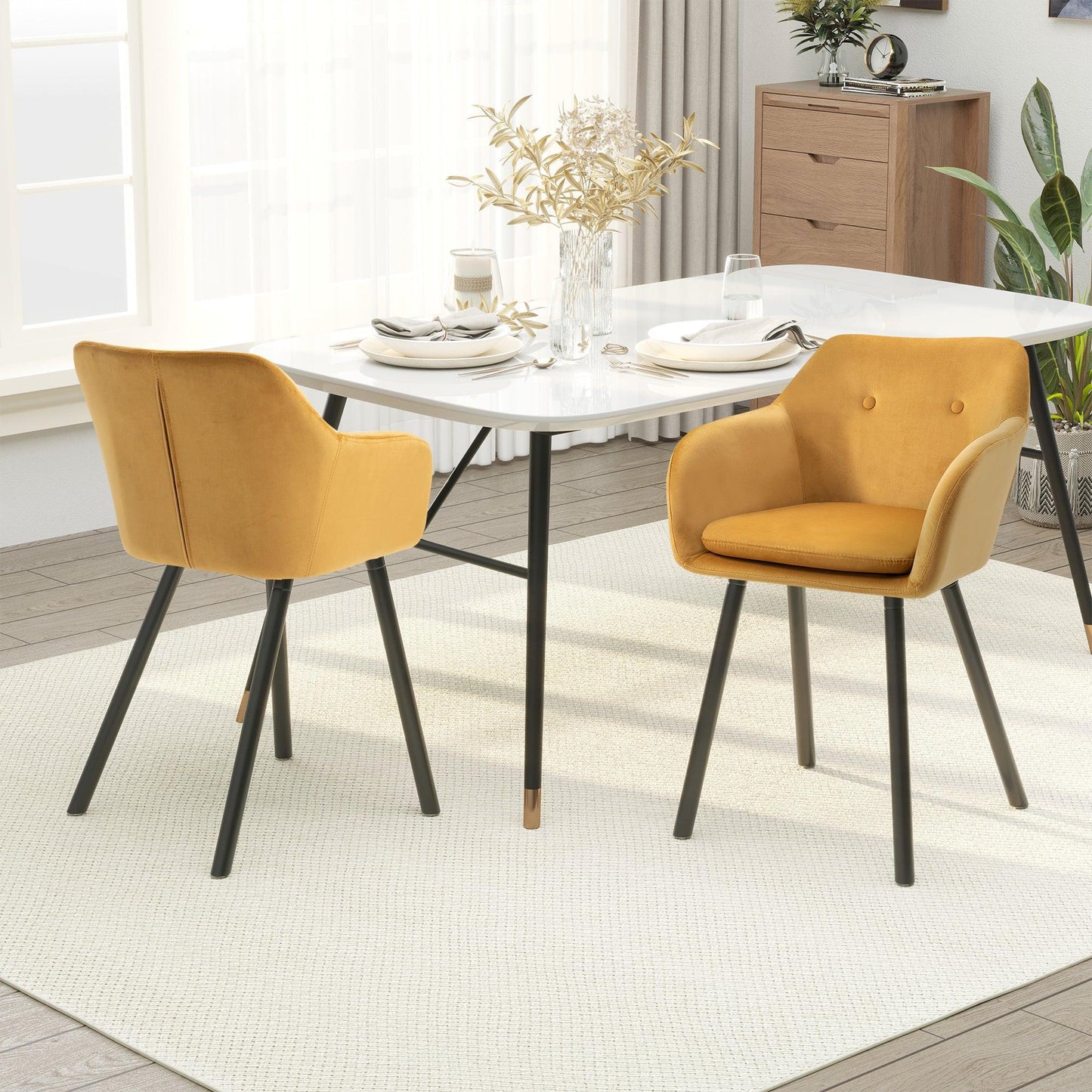 HOMCOM Modern Upholstered Dining Chairs - Set of 2 - ALL4U RETAILER LTD