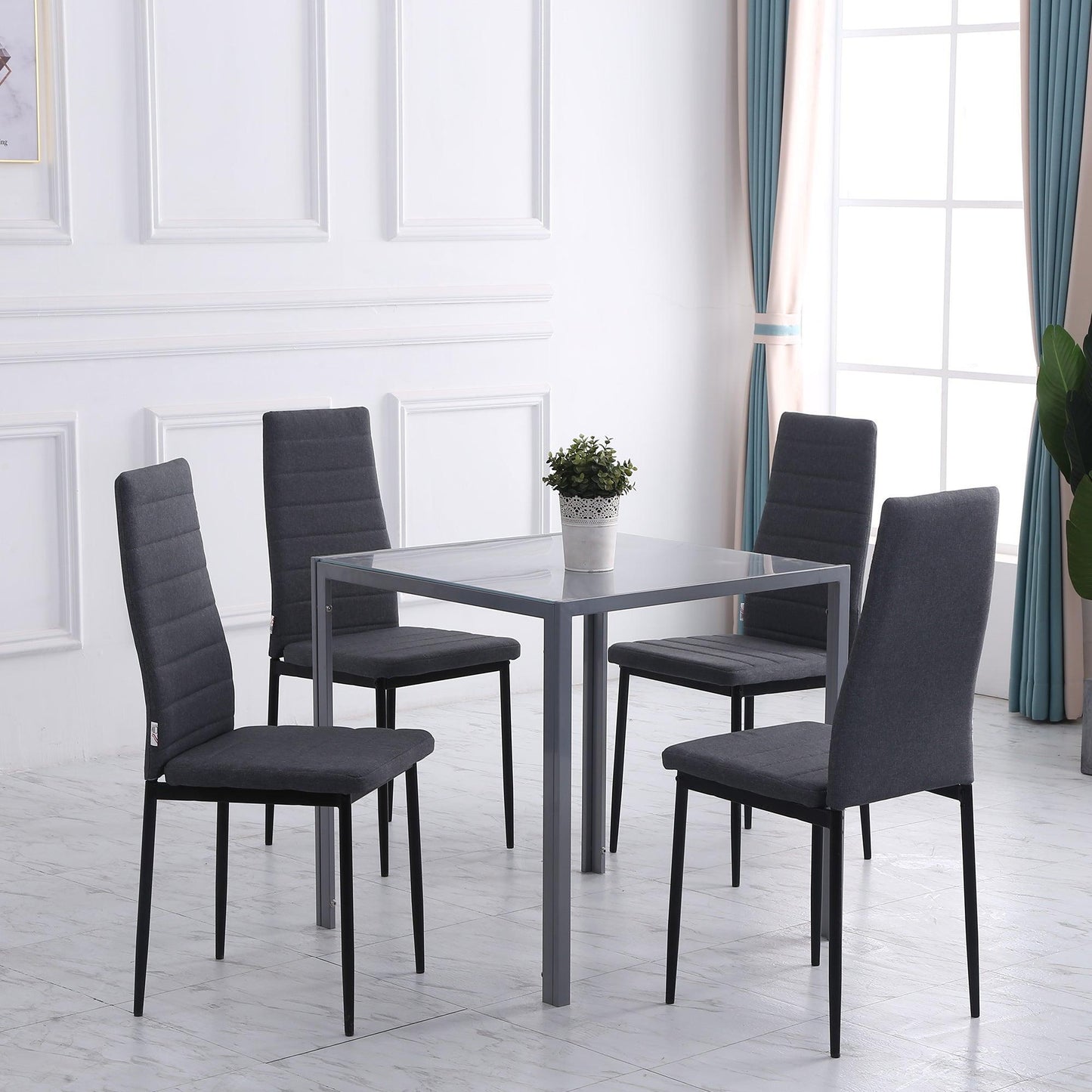 HOMCOM Modern Upholstered Dining Chairs, Set of 4 - ALL4U RETAILER LTD