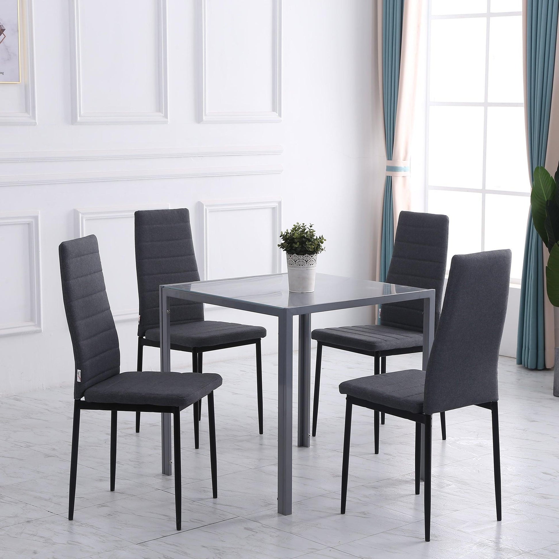 HOMCOM Modern Upholstered Dining Chairs, Set of 4 - ALL4U RETAILER LTD