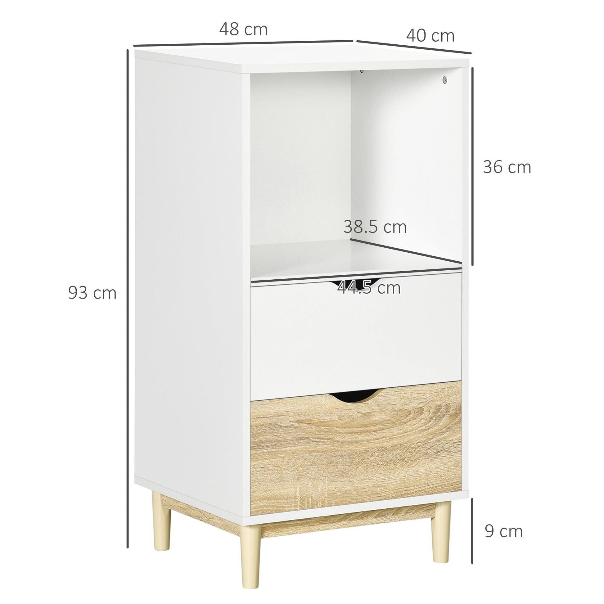 HOMCOM Modern White Bookcase with Drawers & Open Shelf - ALL4U RETAILER LTD