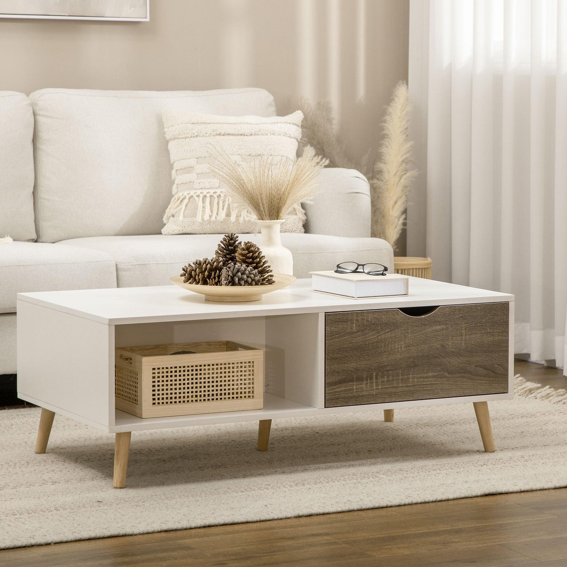 HOMCOM Modern White Coffee Table with Storage: A Stylish Essential - ALL4U RETAILER LTD