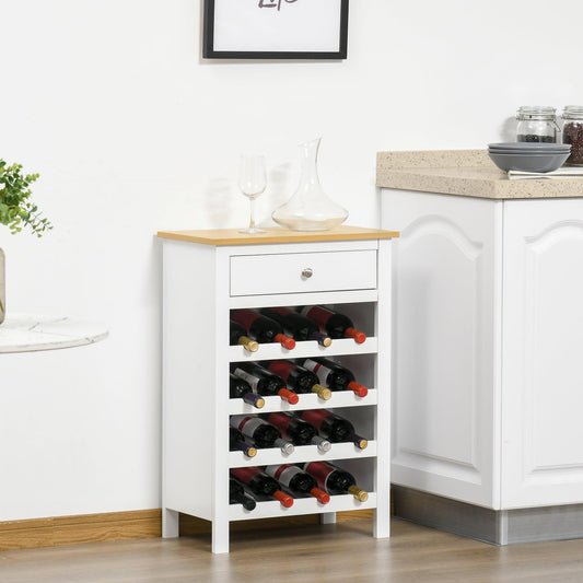 HOMCOM Modern Wine Cabinet Cupboard with Wine Rack - White - ALL4U RETAILER LTD