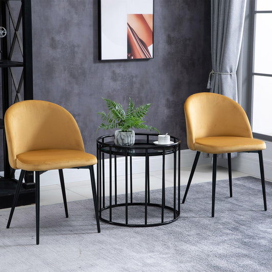 HOMCOM Modern Yellow Dining Chairs - Set of 2 - ALL4U RETAILER LTD