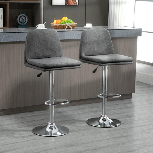 HOMCOM Morden Swivel Fabric Barstools - Set of 2 - ALL4U RETAILER LTD