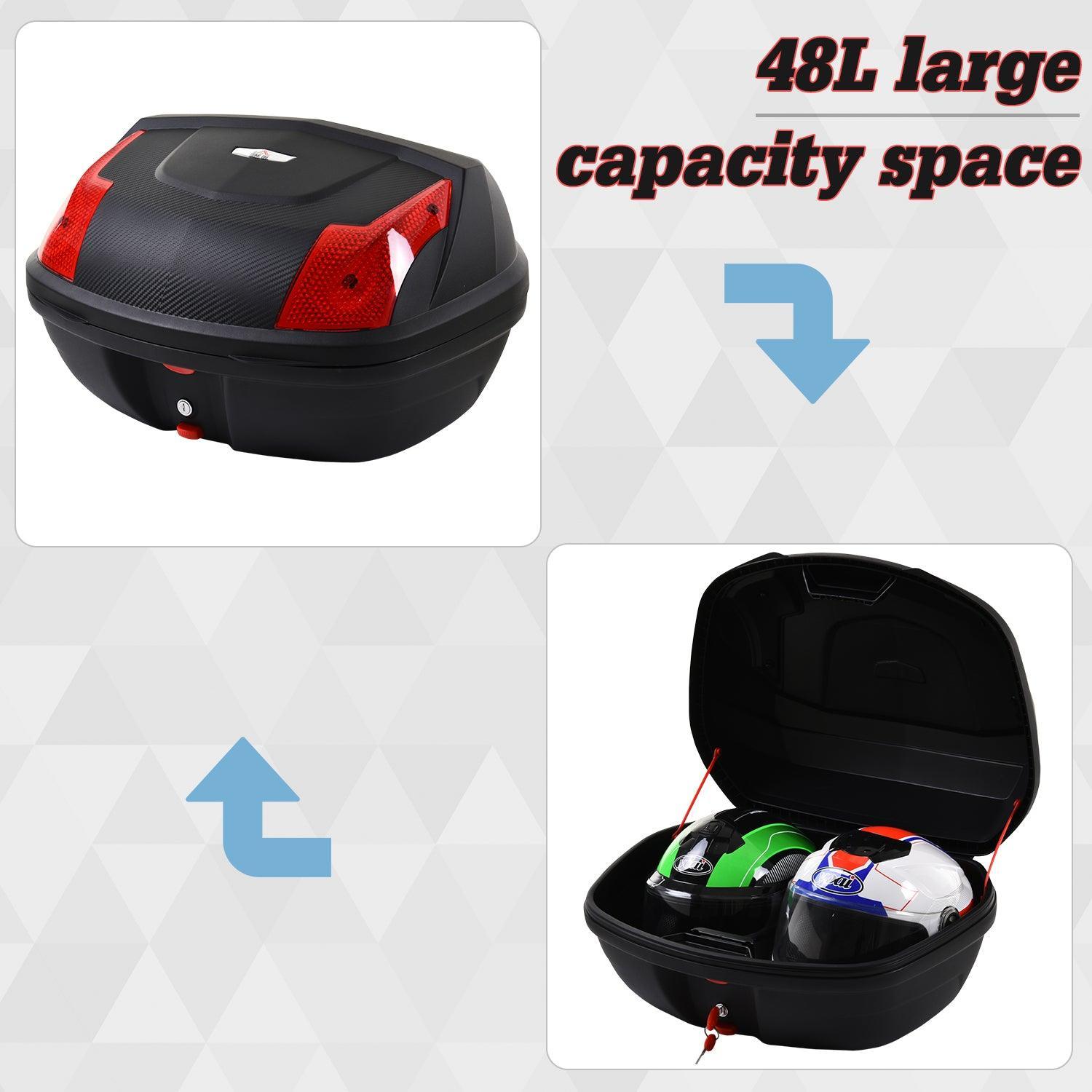 HOMCOM Motorcycle Trunk - 48L Storage Box - ALL4U RETAILER LTD