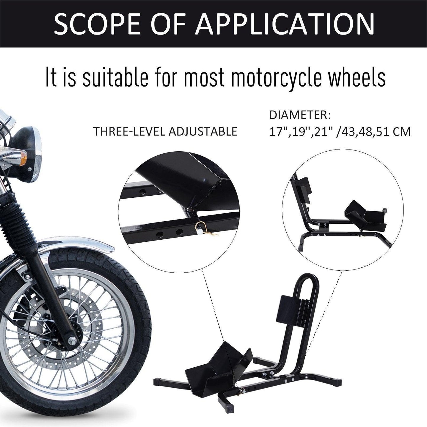 HOMCOM Motorcycle Wheel Chock Holder - Sturdy & Convenient - ALL4U RETAILER LTD