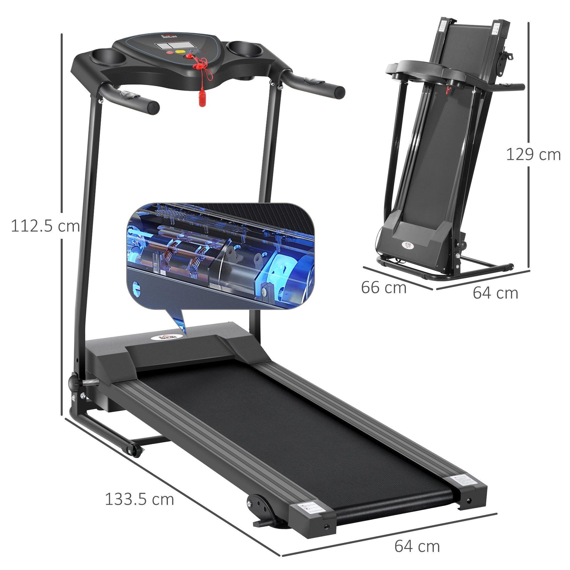 HOMCOM Motorised Treadmill: Easy Fold, LCD Display - ALL4U RETAILER LTD