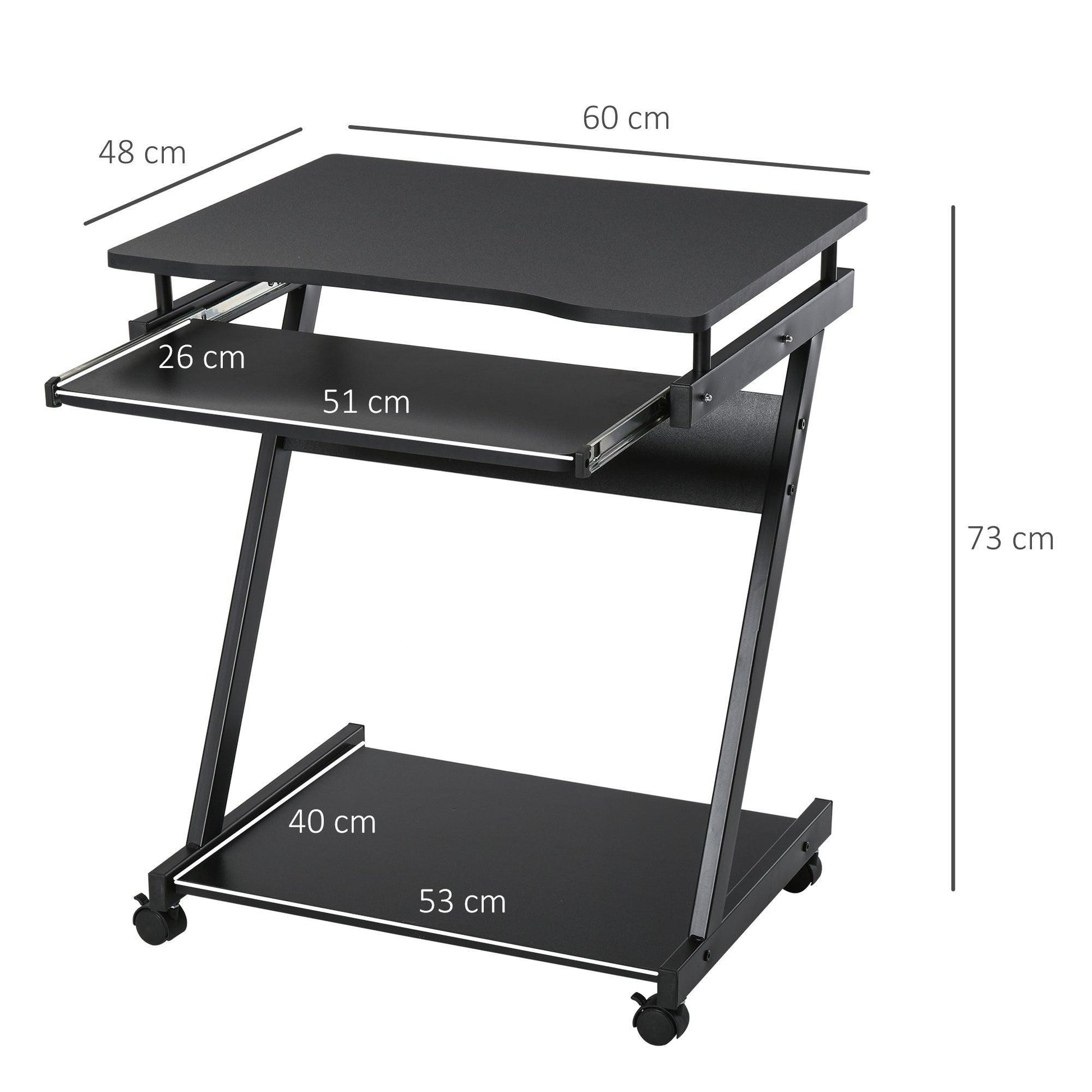 HOMCOM Movable Compact Computer Desk with Keyboard Tray - ALL4U RETAILER LTD