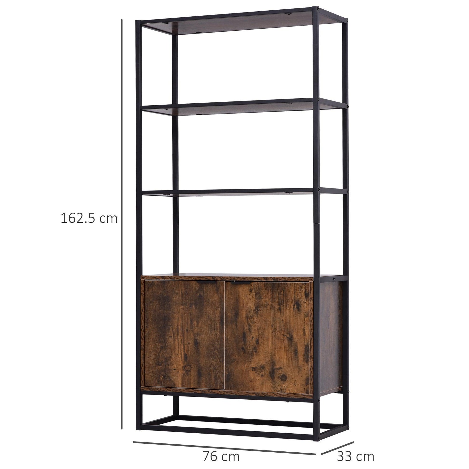 HOMCOM Multifunctional Rustic Brown Storage Cabinet - 3 Shelves - ALL4U RETAILER LTD