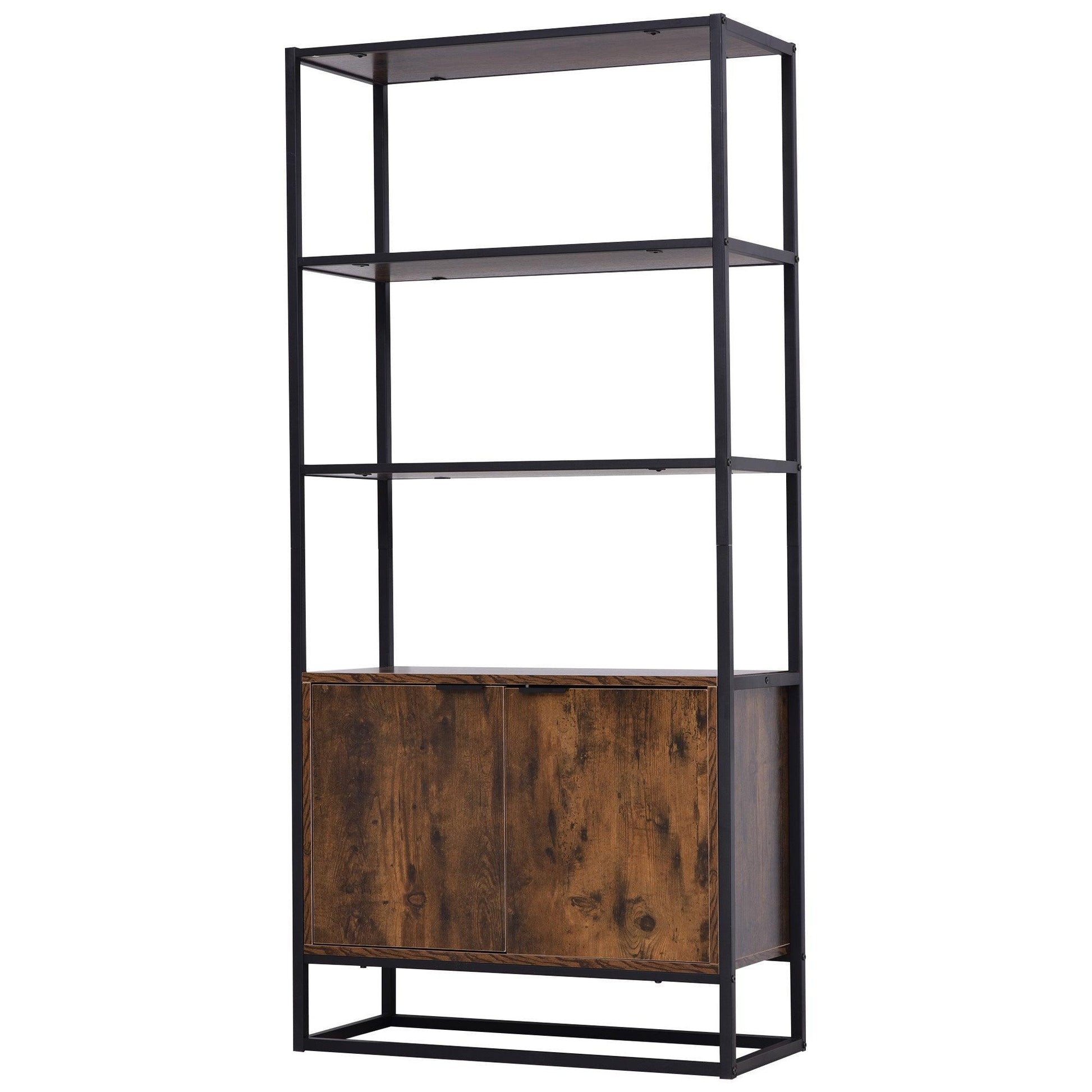 HOMCOM Multifunctional Rustic Brown Storage Cabinet - 3 Shelves - ALL4U RETAILER LTD