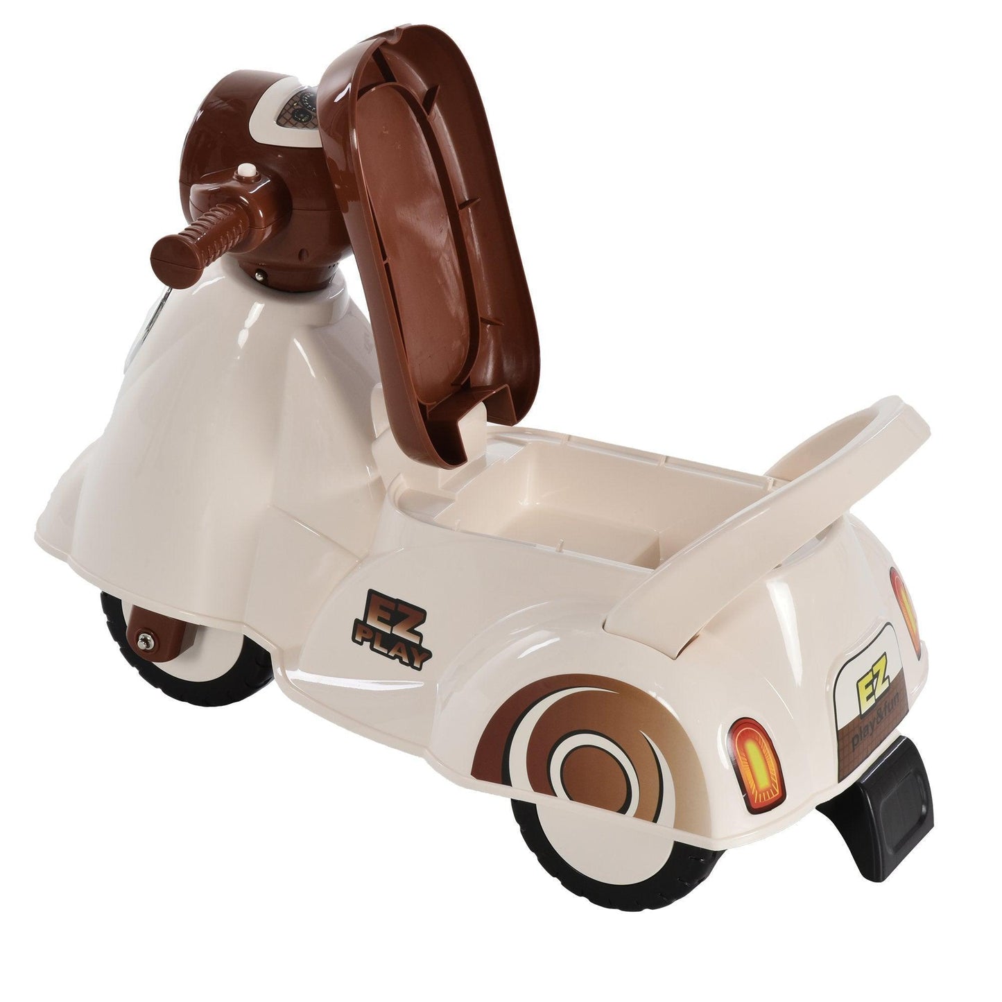 HOMCOM Musical Push Tricycle - White/Brown - ALL4U RETAILER LTD