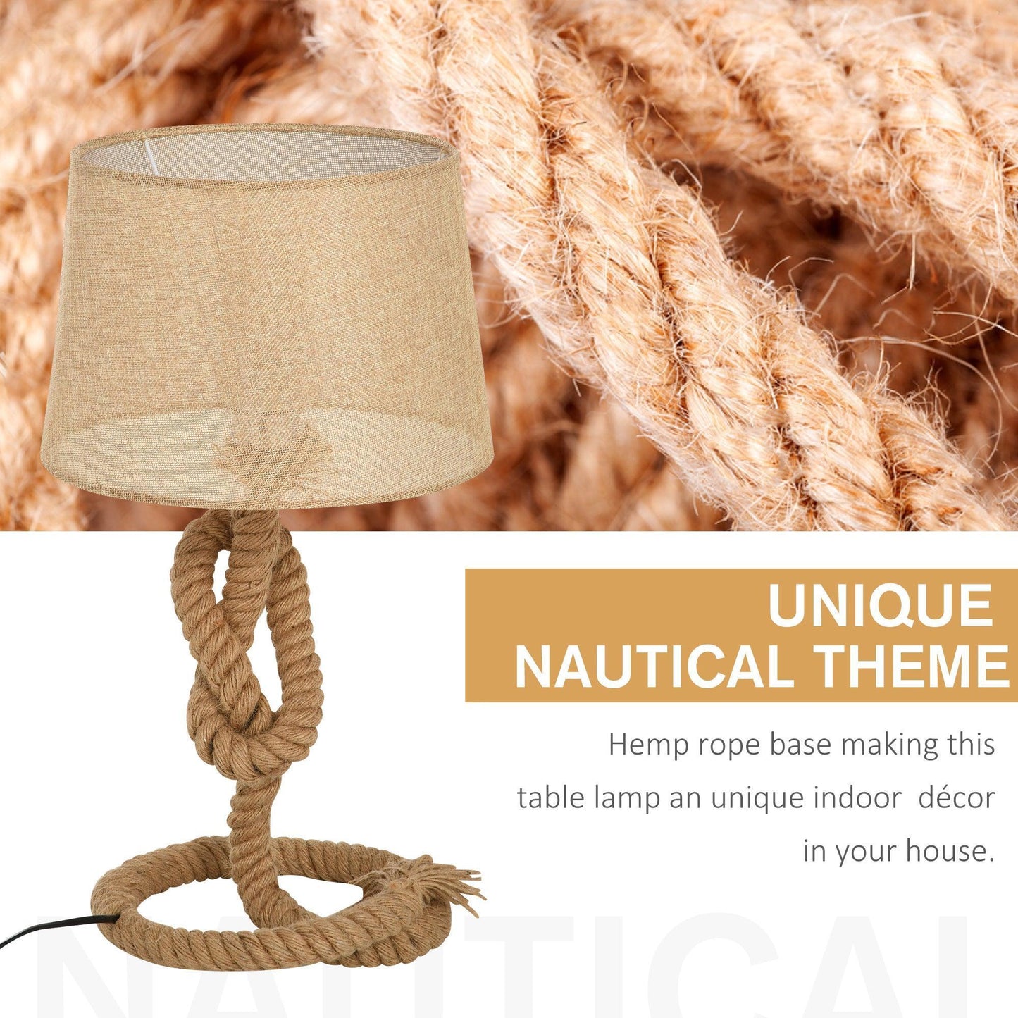 HOMCOM Nautical Rope Table Lamp: Stylish & Elegant - ALL4U RETAILER LTD