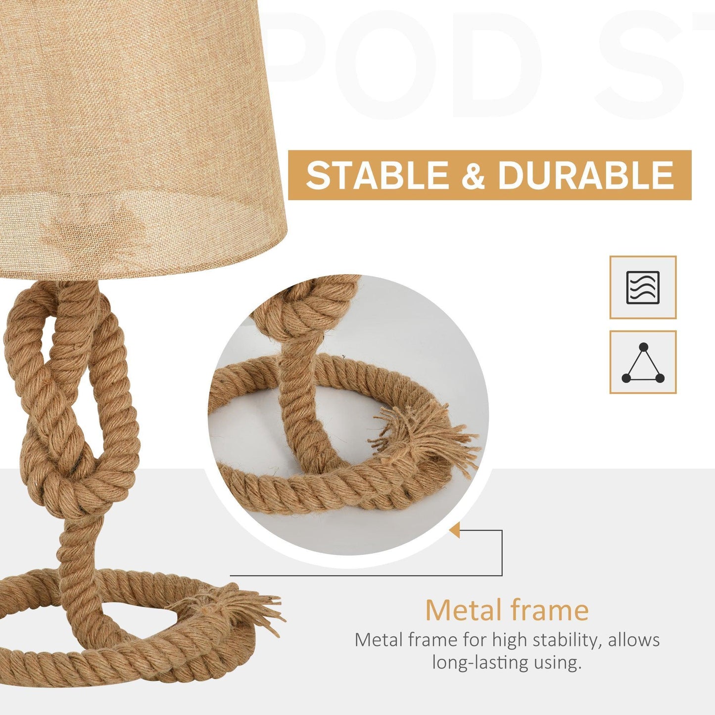 HOMCOM Nautical Rope Table Lamp: Stylish & Elegant - ALL4U RETAILER LTD