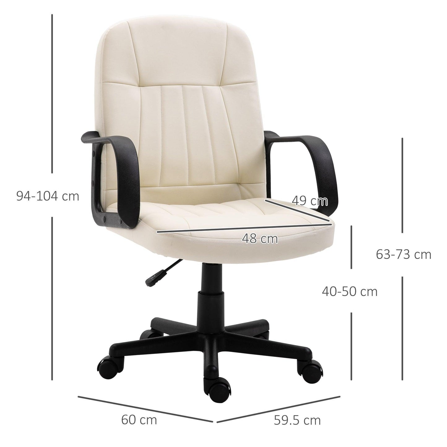 HOMCOM Office Chair: Swivel, PU Leather, Cream - ALL4U RETAILER LTD