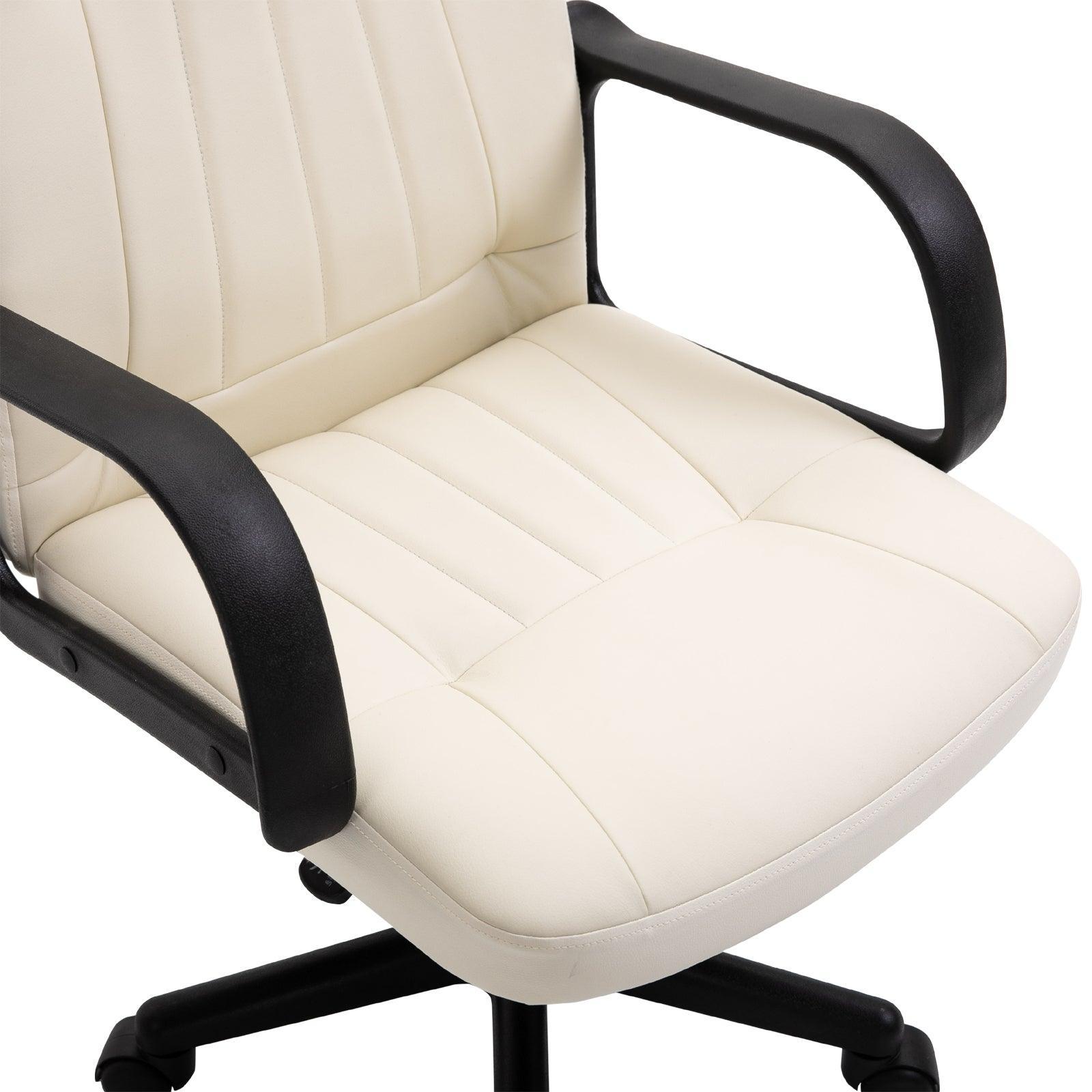 HOMCOM Office Chair: Swivel, PU Leather, Cream - ALL4U RETAILER LTD