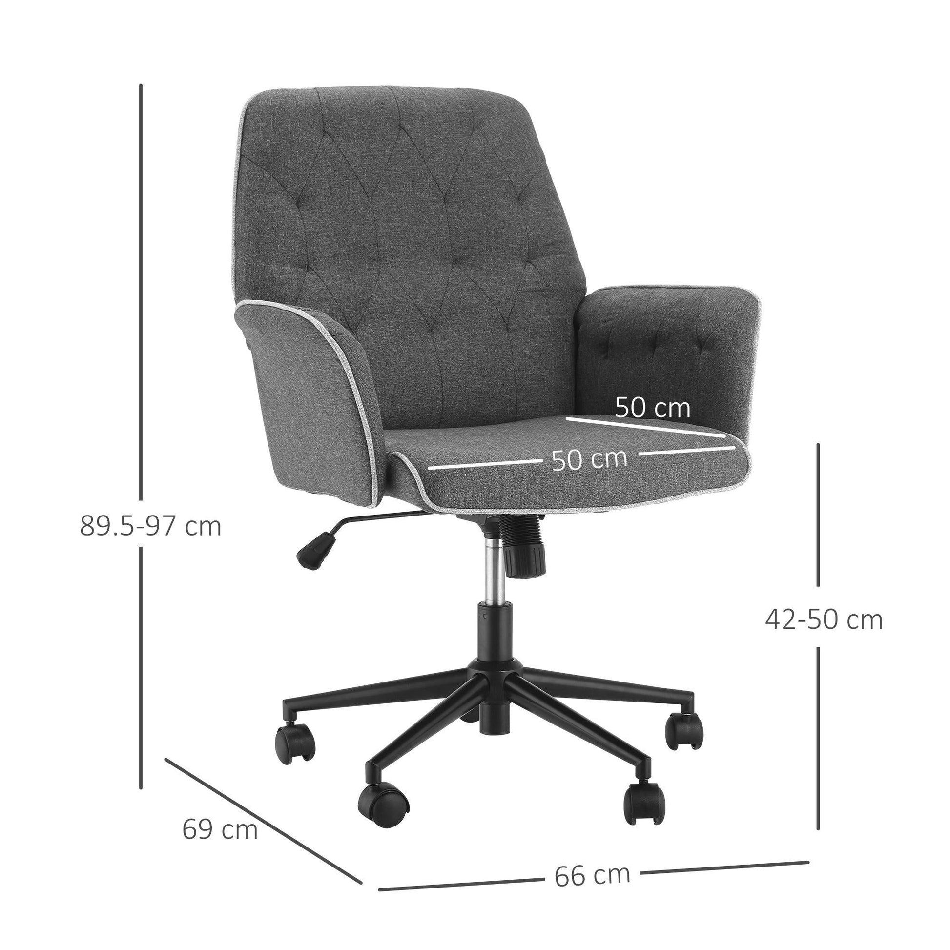 HOMCOM Office Swivel Chair Grey - ALL4U RETAILER LTD