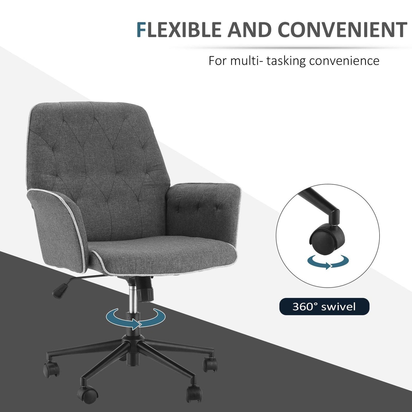 HOMCOM Office Swivel Chair Grey - ALL4U RETAILER LTD