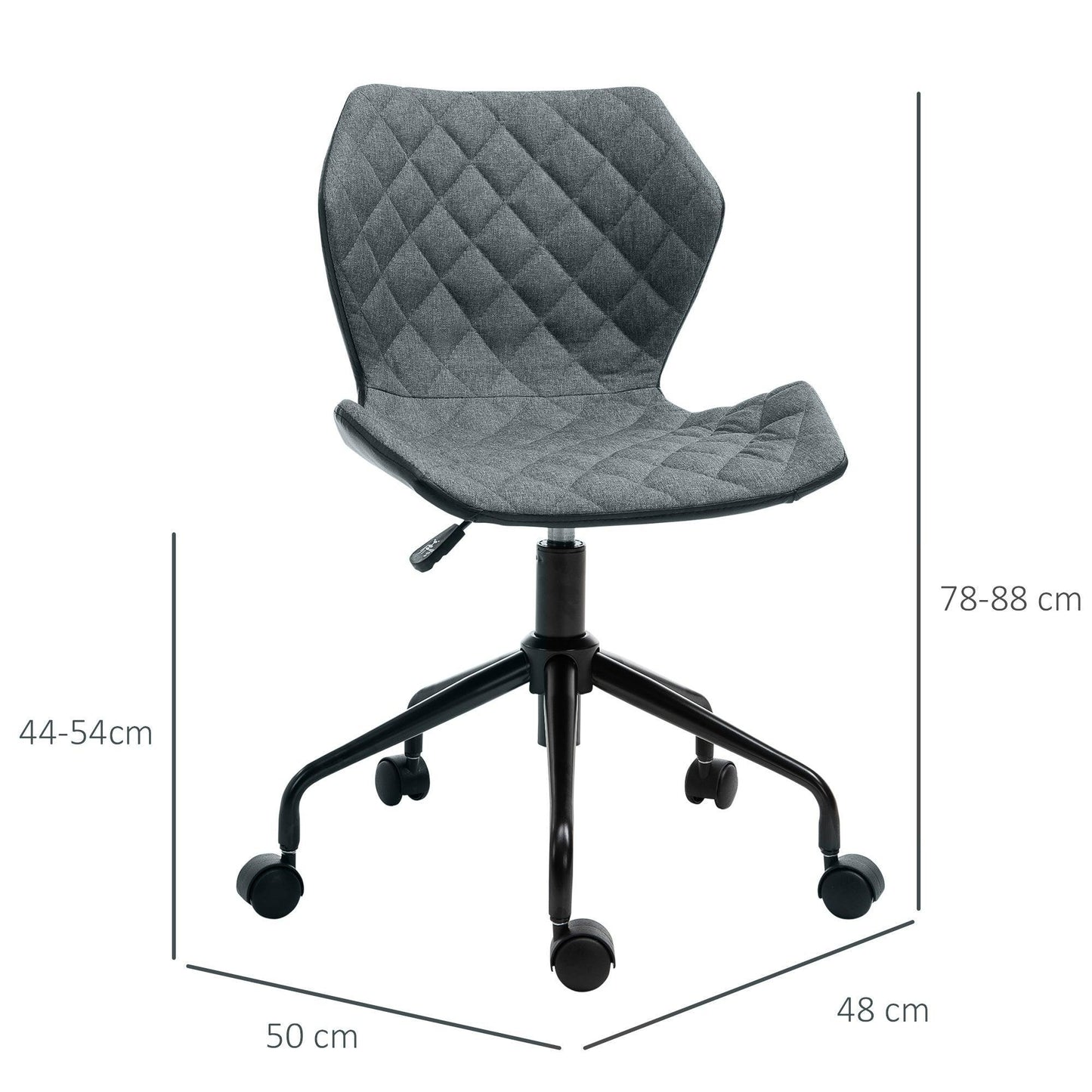 HOMCOM Office Swivel Desk Chair - Grey - ALL4U RETAILER LTD