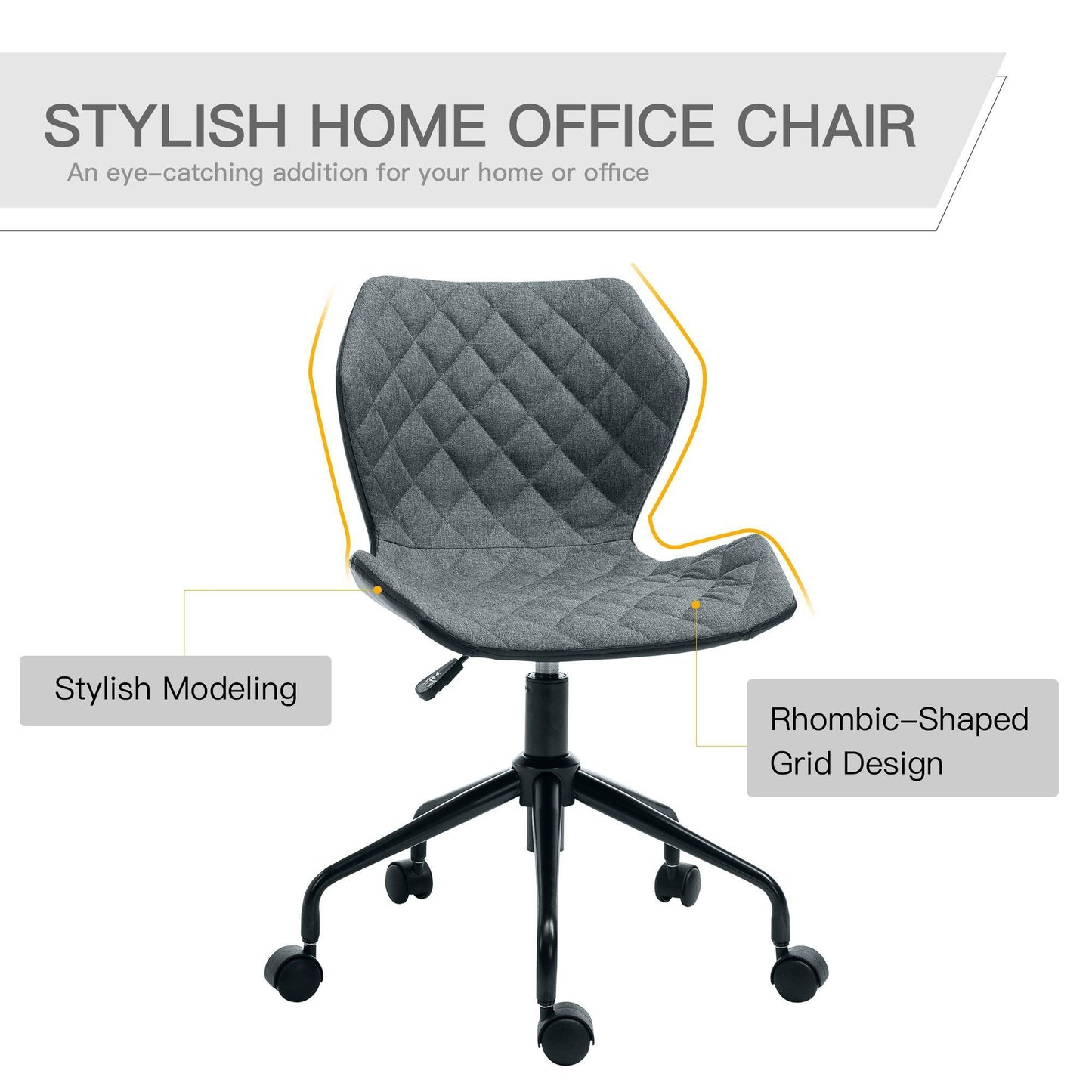 HOMCOM Office Swivel Desk Chair - Grey - ALL4U RETAILER LTD