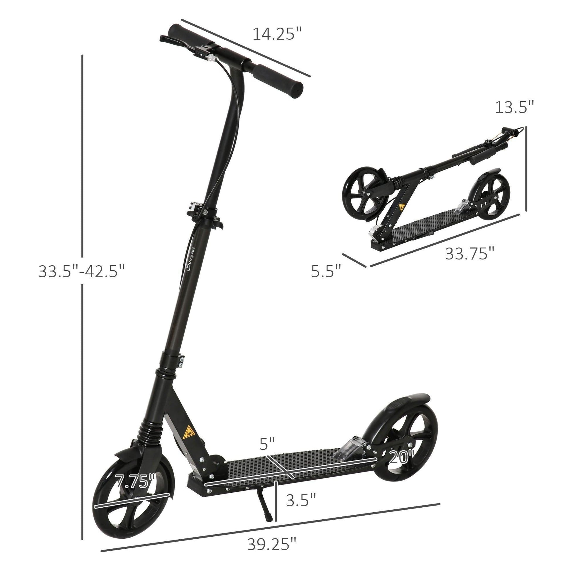 HOMCOM One-click Folding Kick Scooter, Adjustable Handlebar - ALL4U RETAILER LTD