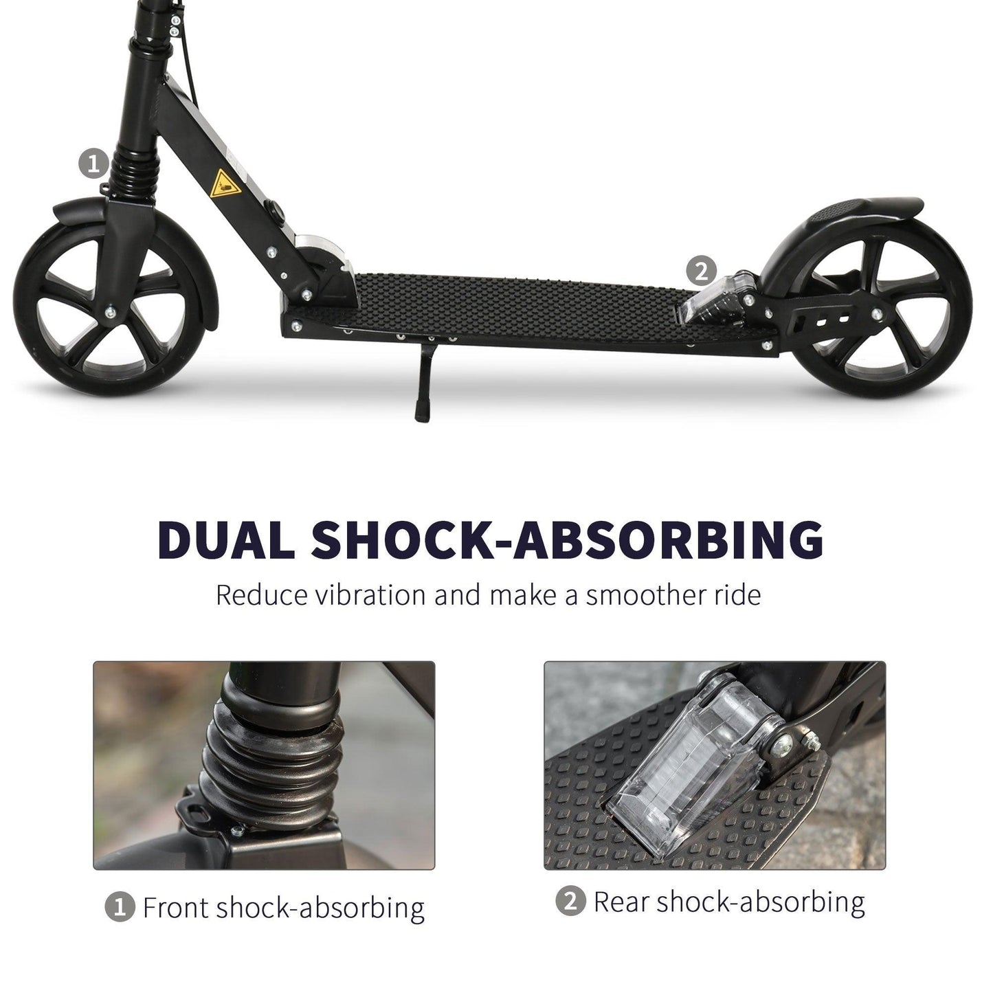 HOMCOM One-click Folding Kick Scooter, Adjustable Handlebar - ALL4U RETAILER LTD