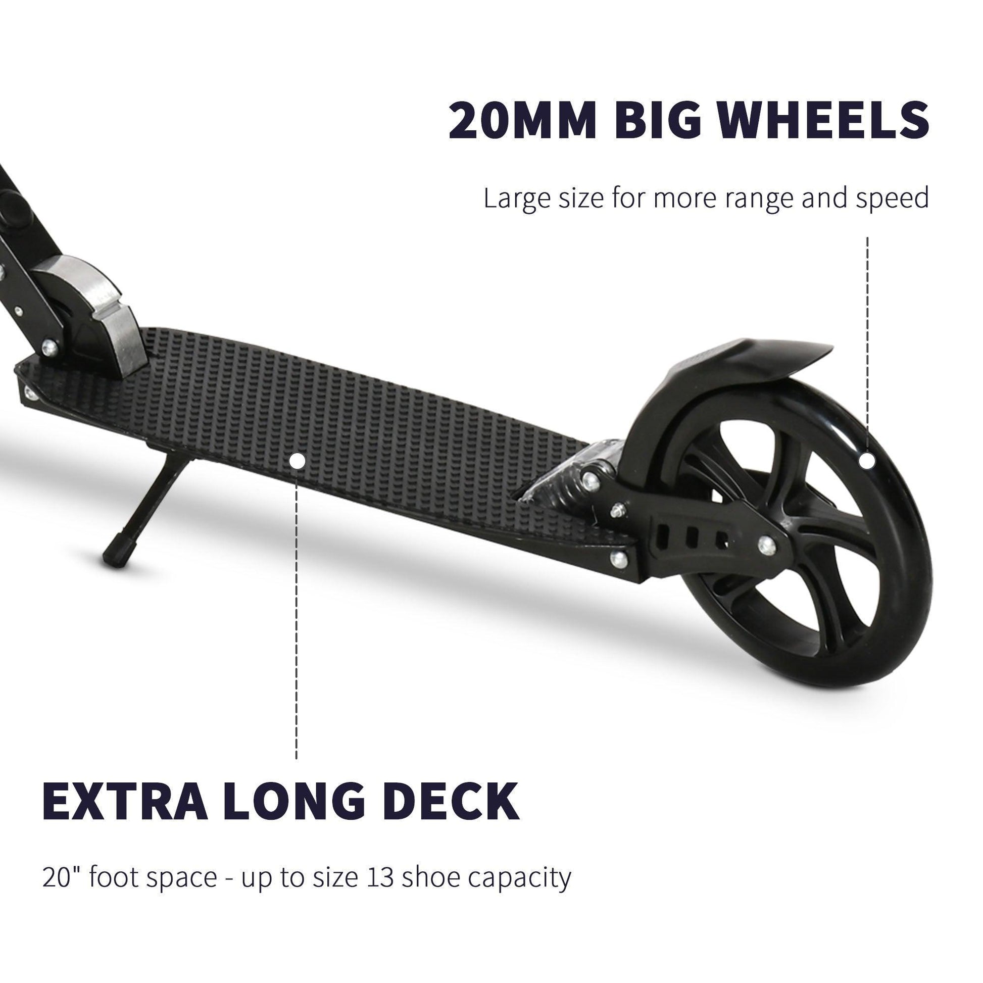 HOMCOM One-click Folding Kick Scooter, Adjustable Handlebar - ALL4U RETAILER LTD