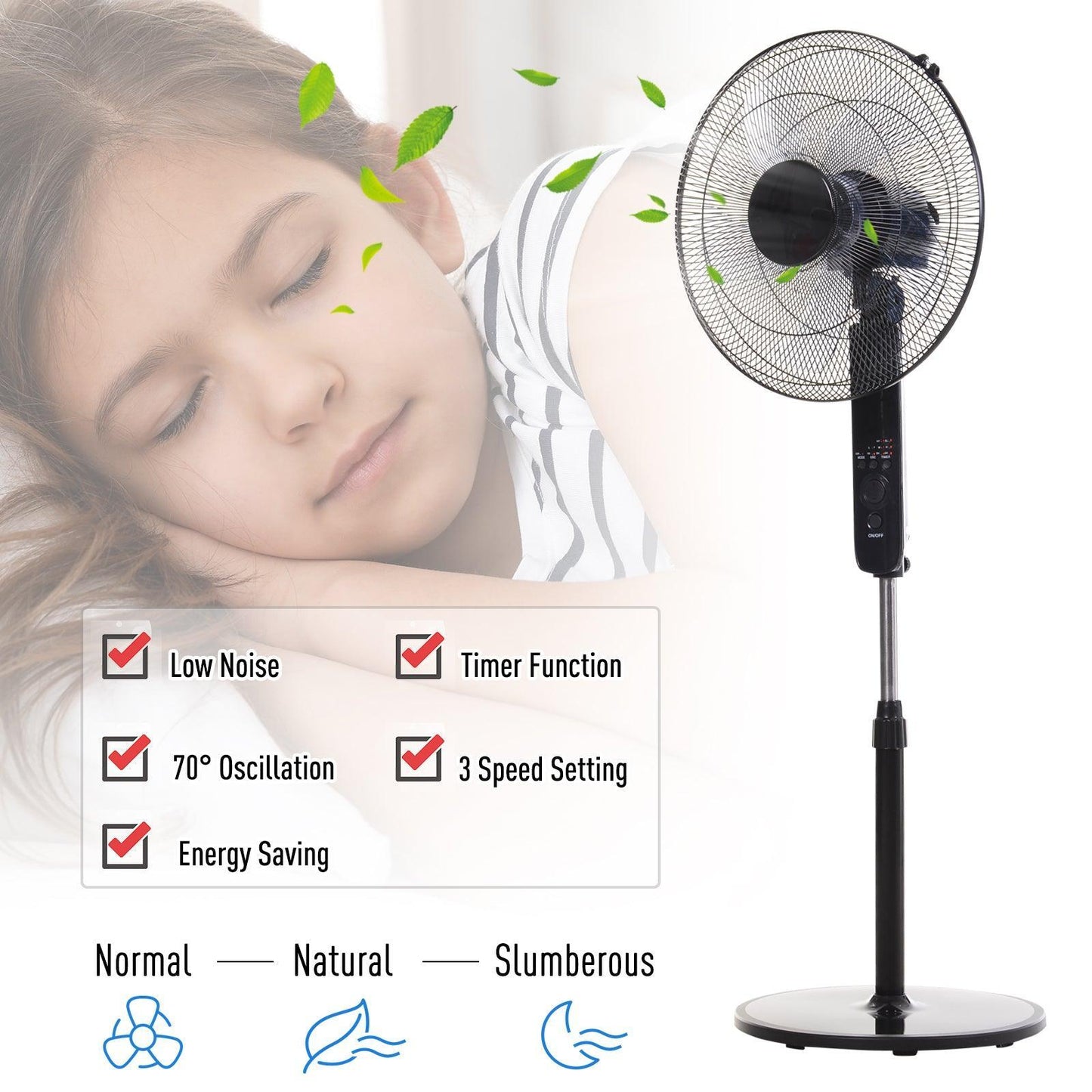 HOMCOM Oscillating Floor Fan with Remote Control - ALL4U RETAILER LTD