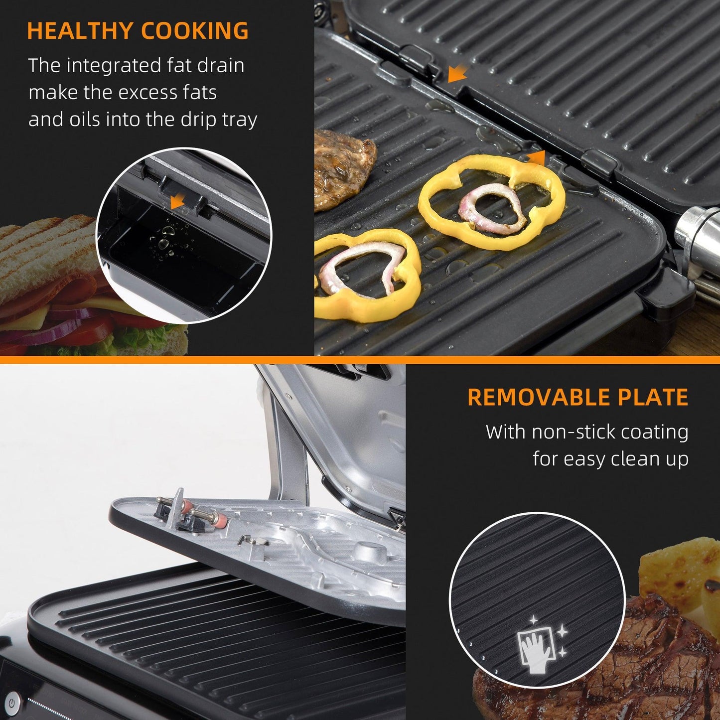 HOMCOM Panini Press: Efficient 2100W Grill - ALL4U RETAILER LTD