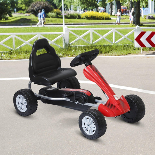 HOMCOM Pedal Go Kart for Kids - Black & Red Scooter - ALL4U RETAILER LTD