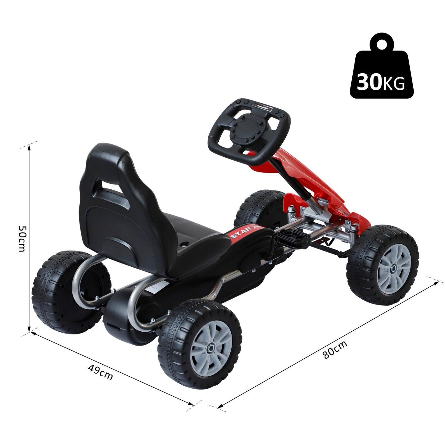 HOMCOM Pedal Go Kart for Kids - Black & Red Scooter - ALL4U RETAILER LTD