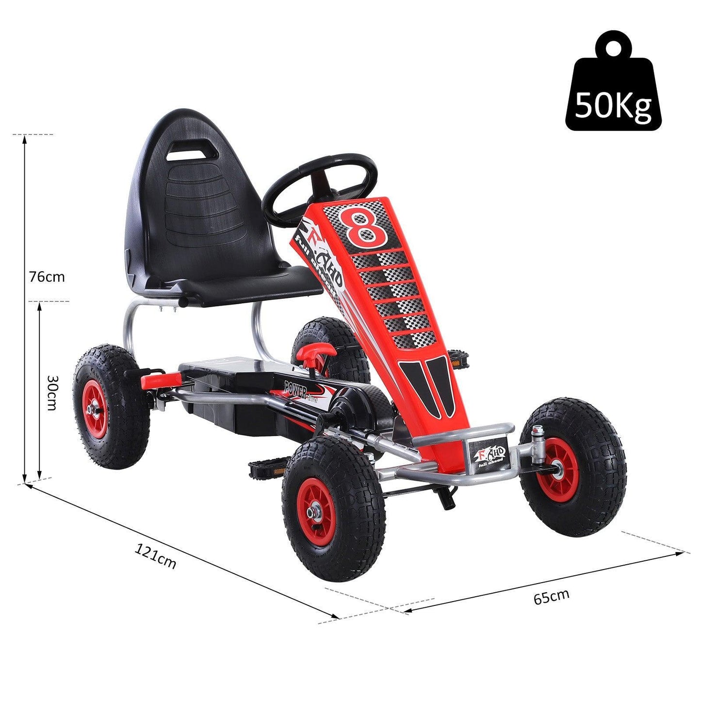 HOMCOM Pedal Go Kart - Racing Car Style, Red - ALL4U RETAILER LTD