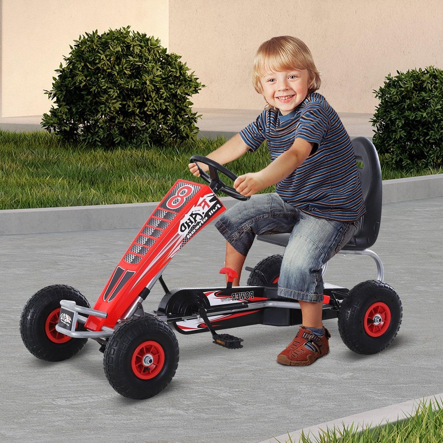 HOMCOM Pedal Go Kart - Racing Car Style, Red - ALL4U RETAILER LTD