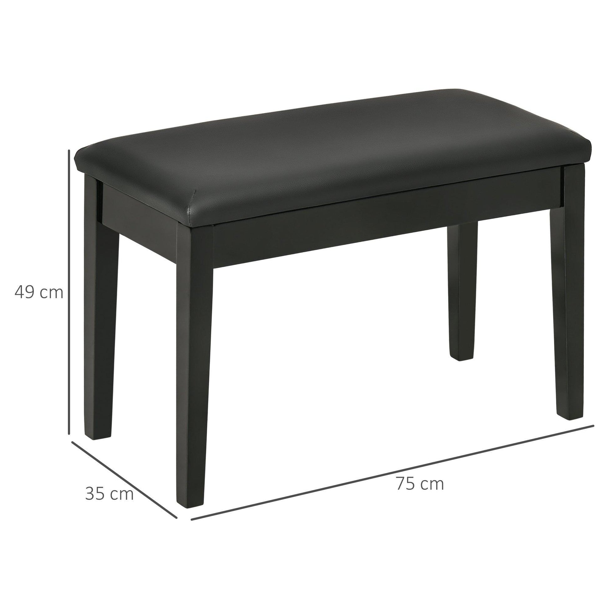 HOMCOM Piano Bench with Storage, Black - ALL4U RETAILER LTD