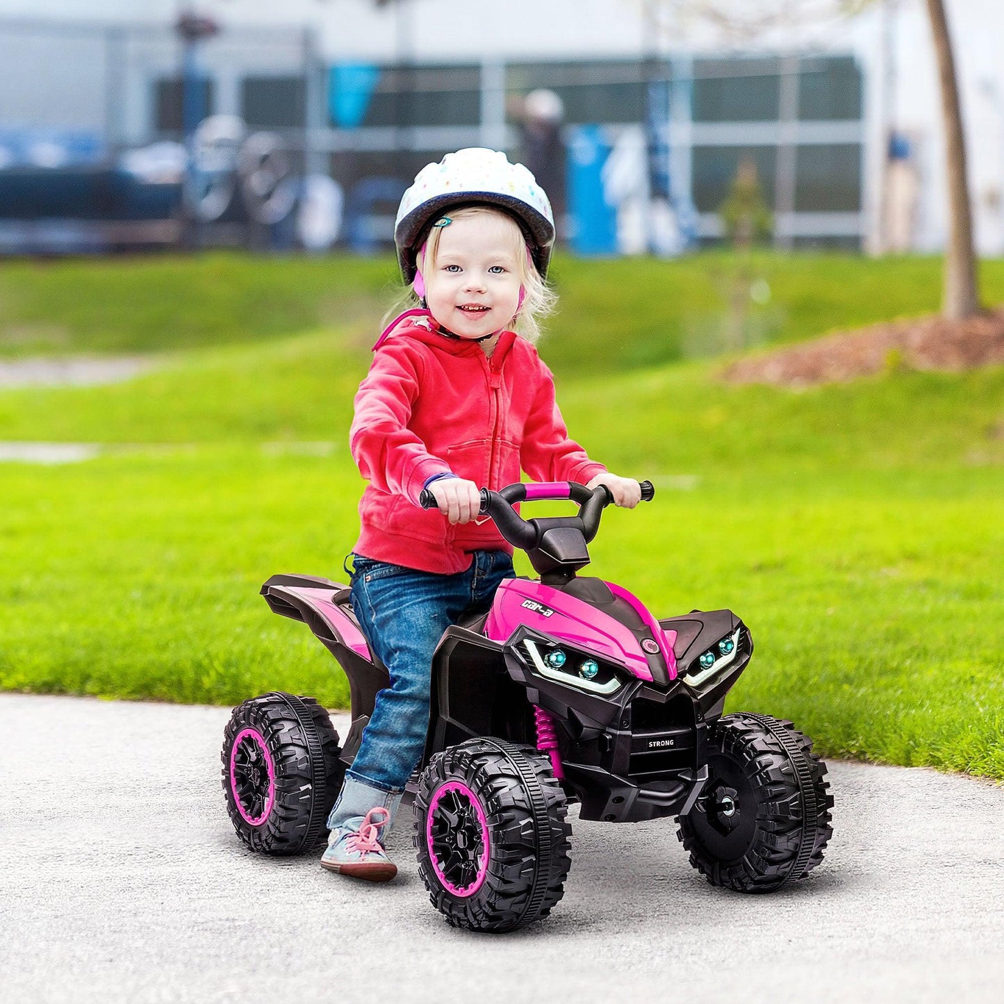 HOMCOM Pink ATV Ride on Car with Reverse, Slow Start & Music - ALL4U RETAILER LTD