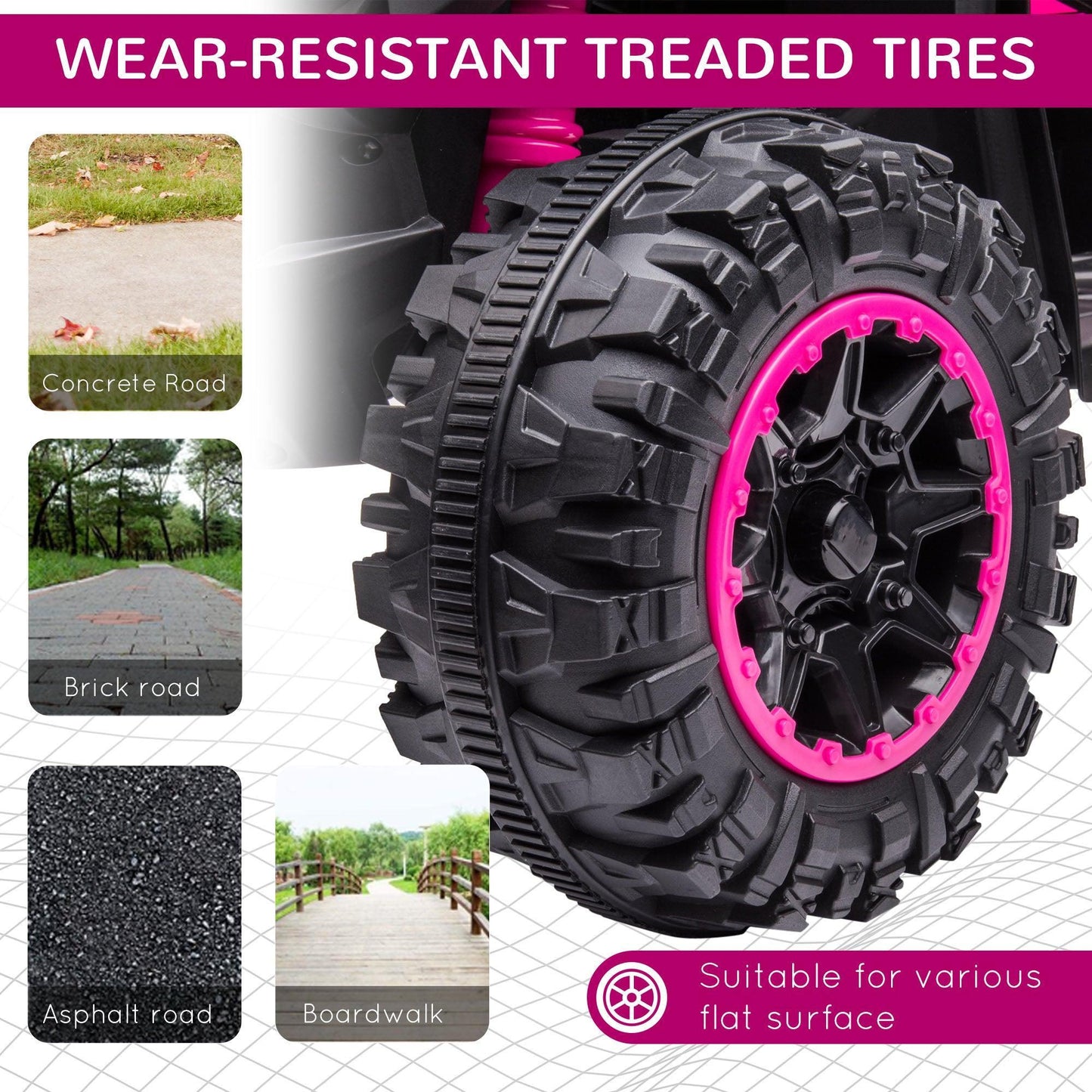 HOMCOM Pink ATV Ride on Car with Reverse, Slow Start & Music - ALL4U RETAILER LTD