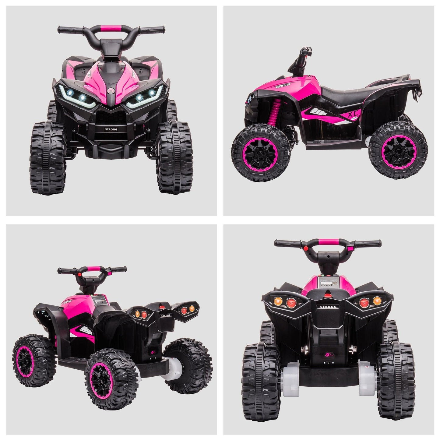 HOMCOM Pink ATV Ride on Car with Reverse, Slow Start & Music - ALL4U RETAILER LTD